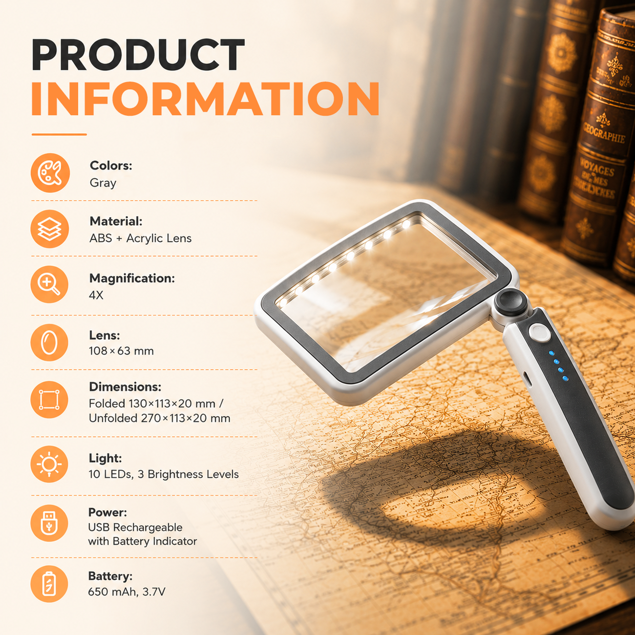 π₯ LAST DAY 60% OFF π₯ Folding Handheld Magnifying Glass with Light for Reading - See Every Tiny Detail Instantly