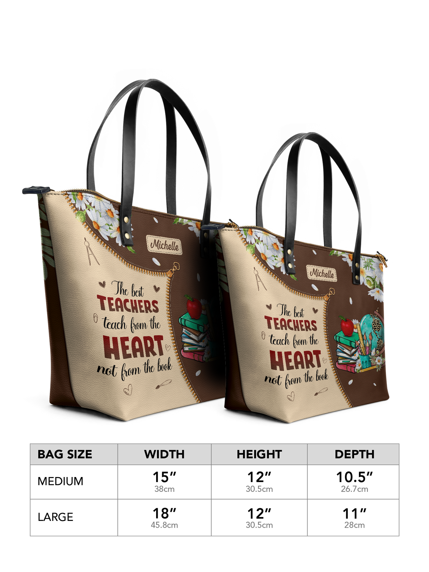 The Best Teachers Teach From The Heart Not From The Book Leather Tote Bag