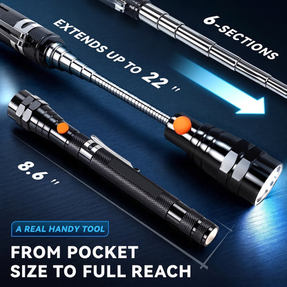 NEW UPGRADED Extendable Magnetic Pickup Tools - Telescoping Magnet with LED Flashlight