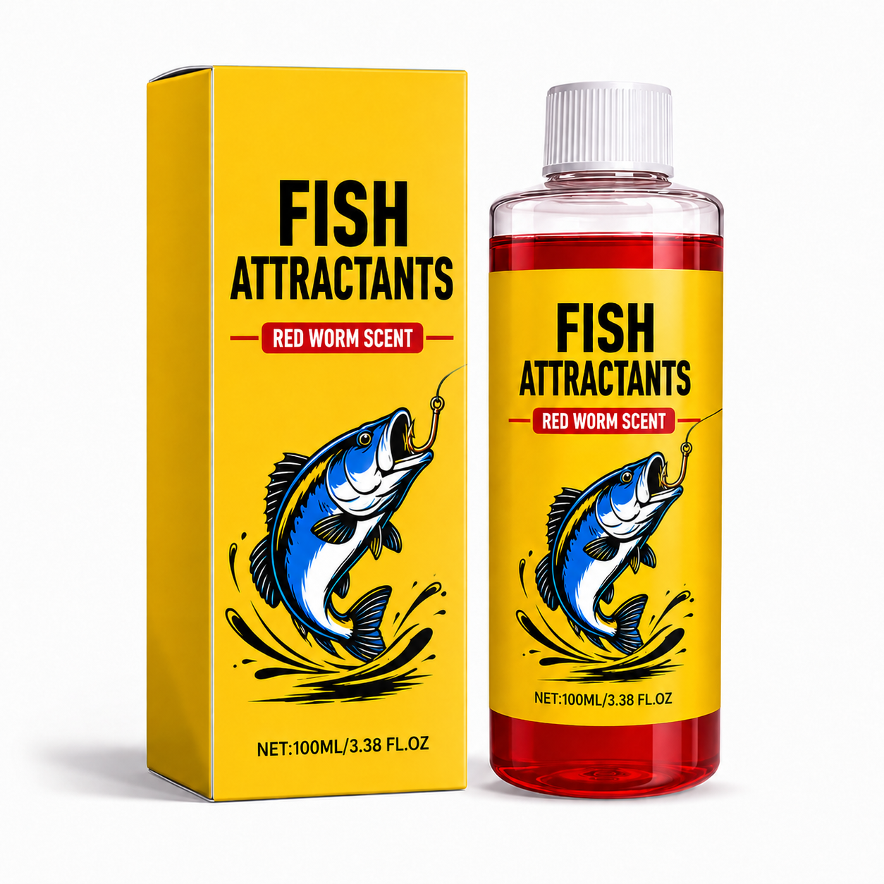 Concentrated Fish Attractant Liquid – Fast-Acting Red Worm Bait Additive for Freshwater Fishing, Enhances Scent & Improves Bite Response