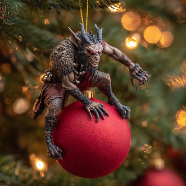2026 Krampus Christmas Acrylic Ornament – Dark Holiday Mischief Collection