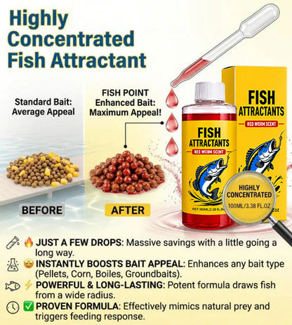 Concentrated Fish Attractant Liquid – Fast-Acting Red Worm Bait Additive for Freshwater Fishing, Enhances Scent & Improves Bite Response