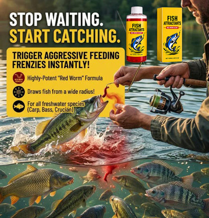 Concentrated Fish Attractant Liquid – Fast-Acting Red Worm Bait Additive for Freshwater Fishing, Enhances Scent & Improves Bite Response