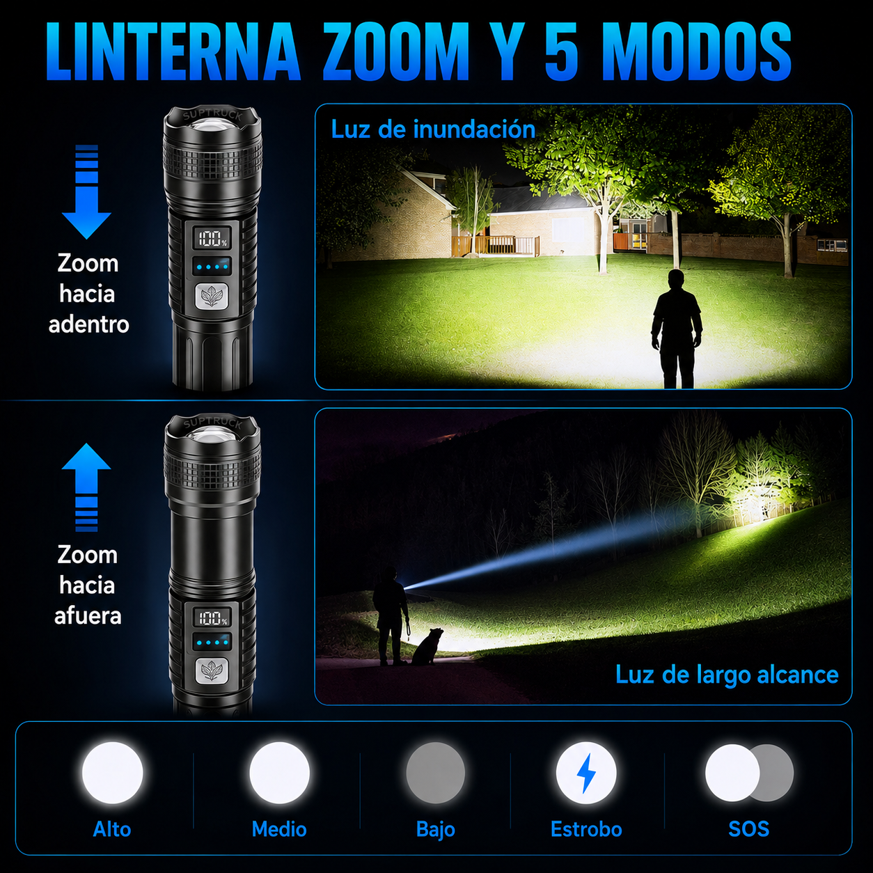 🔥 ¡60% DE DESCUENTO! Linterna Ultimate Superbrillante 🔦 Durabilidad de Grado Militar, 50X Más Potente
