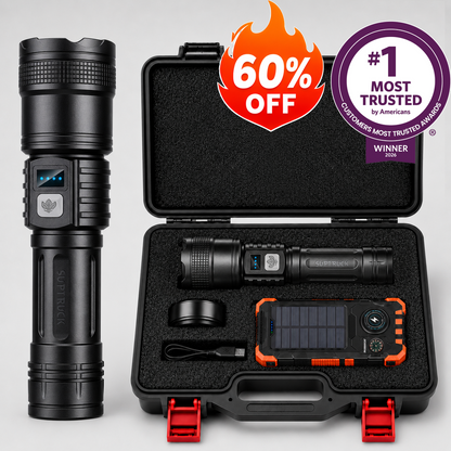 BEST DEAL 70% OFF + FREE GIFT🔥Ver 2026 Super Bright Ultimate Survival Flashlight |80X Brighter Beam |Military-Grade CREE LED|50-Hour Battery