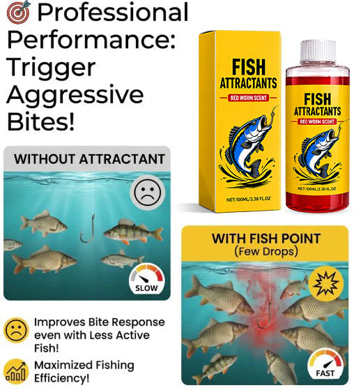 Concentrated Fish Attractant Liquid – Fast-Acting Red Worm Bait Additive for Freshwater Fishing, Enhances Scent & Improves Bite Response
