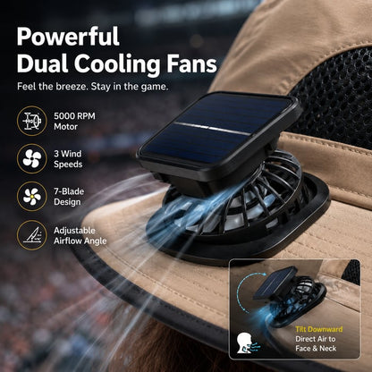 Father's Day Best Sellers ☀️Solar-Powered Outdoor Cooling Fan Hat With Mist