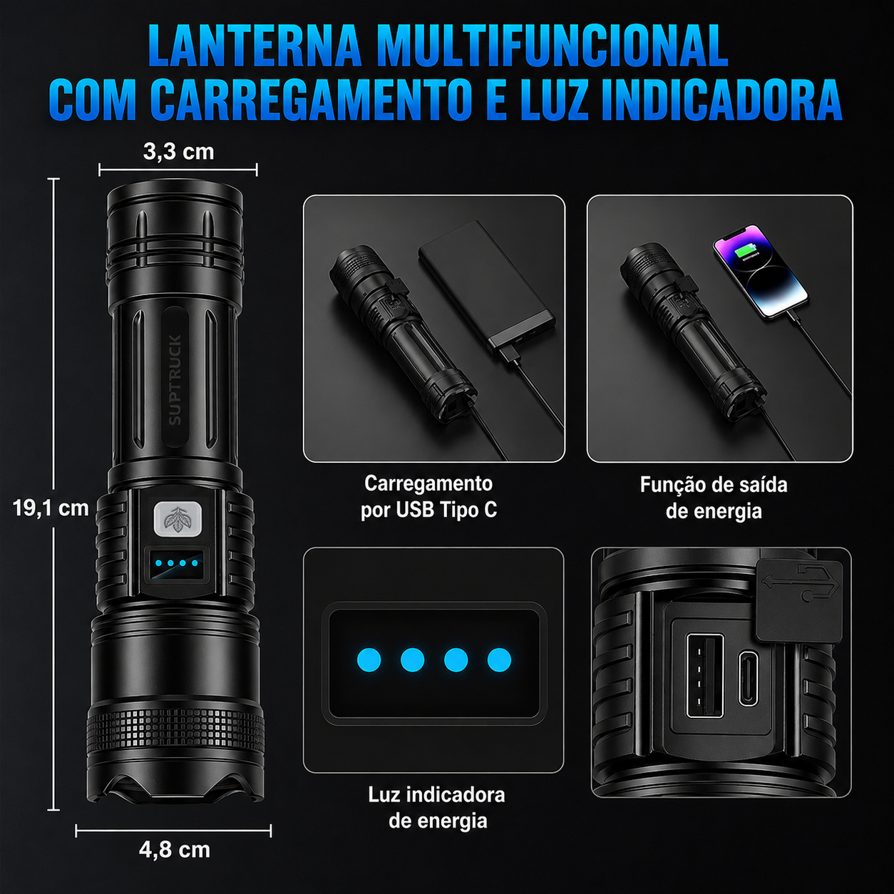 60% DE DESCONTO + BRINDE GRÁTIS ⏰Super Bright Ultimate Surrvival Flashlight🔦 Durabilidade de Grau Militar, Feixe 50X Mais Brilhante