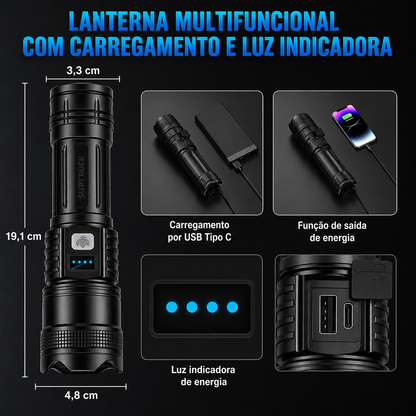 60% DE DESCONTO + BRINDE GRÁTIS ⏰Super Bright Ultimate Surrvival Flashlight🔦 Durabilidade de Grau Militar, Feixe 50X Mais Brilhante