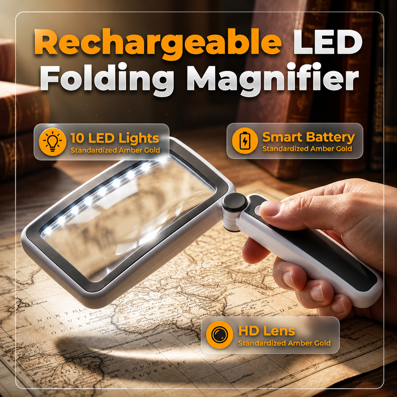 🔥 LAST DAY 60% OFF 🔥 Folding Handheld Magnifying Glass with Light for Reading - See Every Tiny Detail Instantly