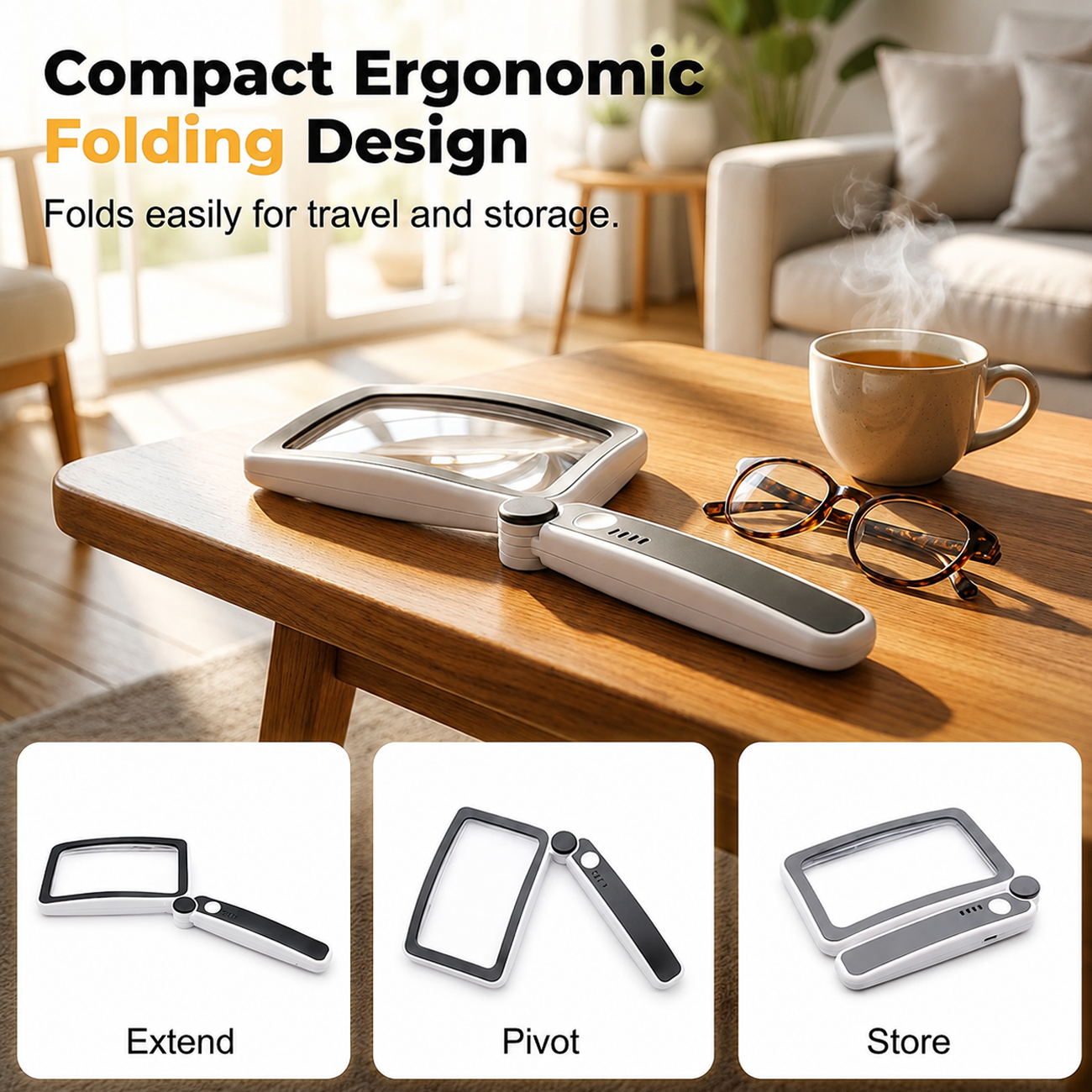 🔥 LAST DAY 60% OFF 🔥 Folding Handheld Magnifying Glass with Light for Reading - See Every Tiny Detail Instantly