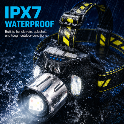 🔥MEGA DEAL 60% OFF!!⏰ 🔦 Rechargeable Multi-Light LED Headlamp, 🔋7500mAh Battery, Motion Sensor Waterproof Headlamp for Camping Hiking Hunting