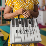 Happiness Is Playing The Piano Music Teacher ENRZ31072277FM Leather Bag