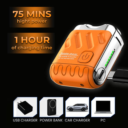SALE 70% OFF + FREE GIFT 🔥 Portable Mini Rotary Electric Shaver, 9000RPM Magnetic Dual-Head, Rechargeable IPX7 Waterproof Wet/Dry