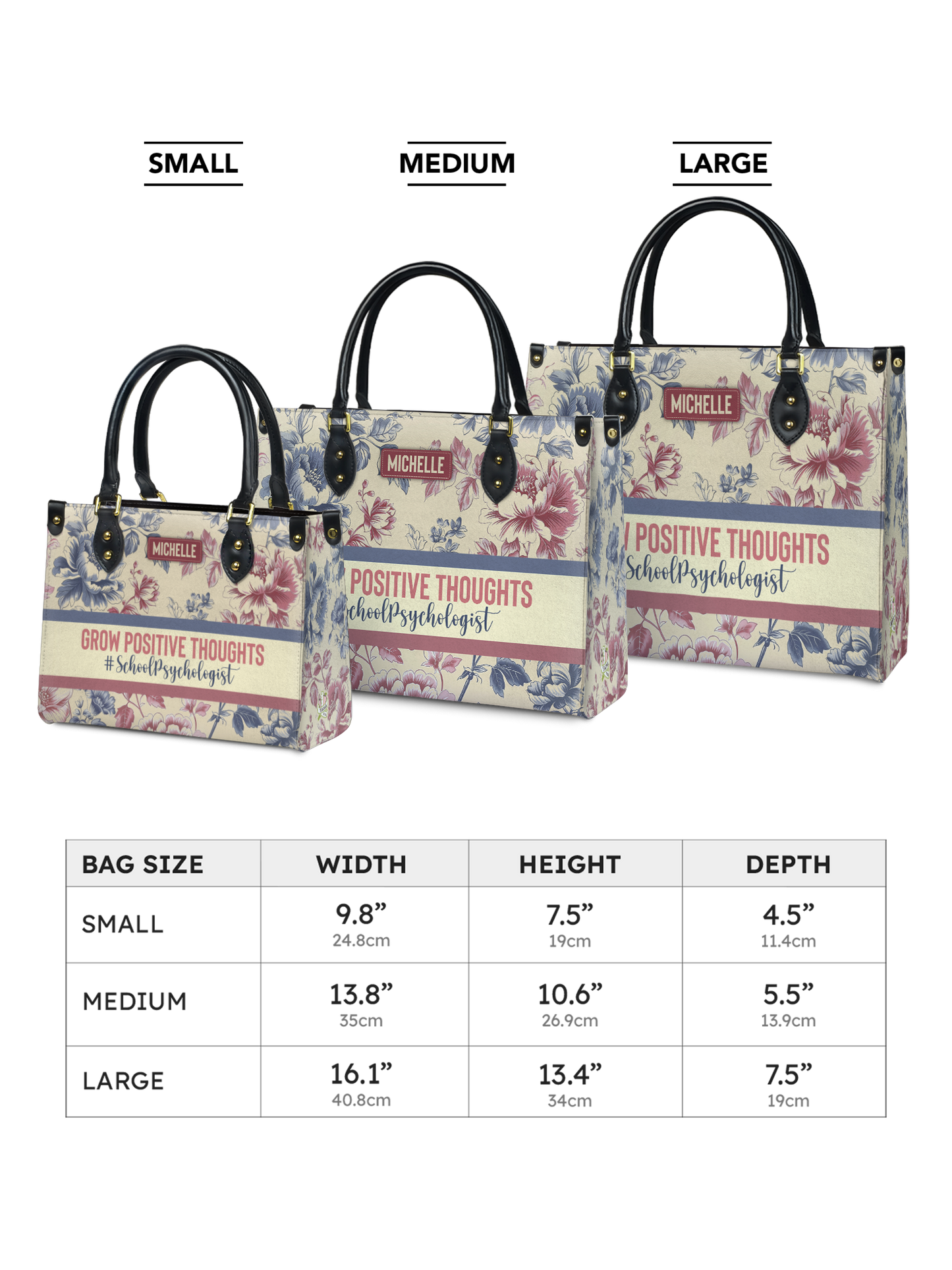 School Psychologist Grow Positive Thoughts Leather Bag