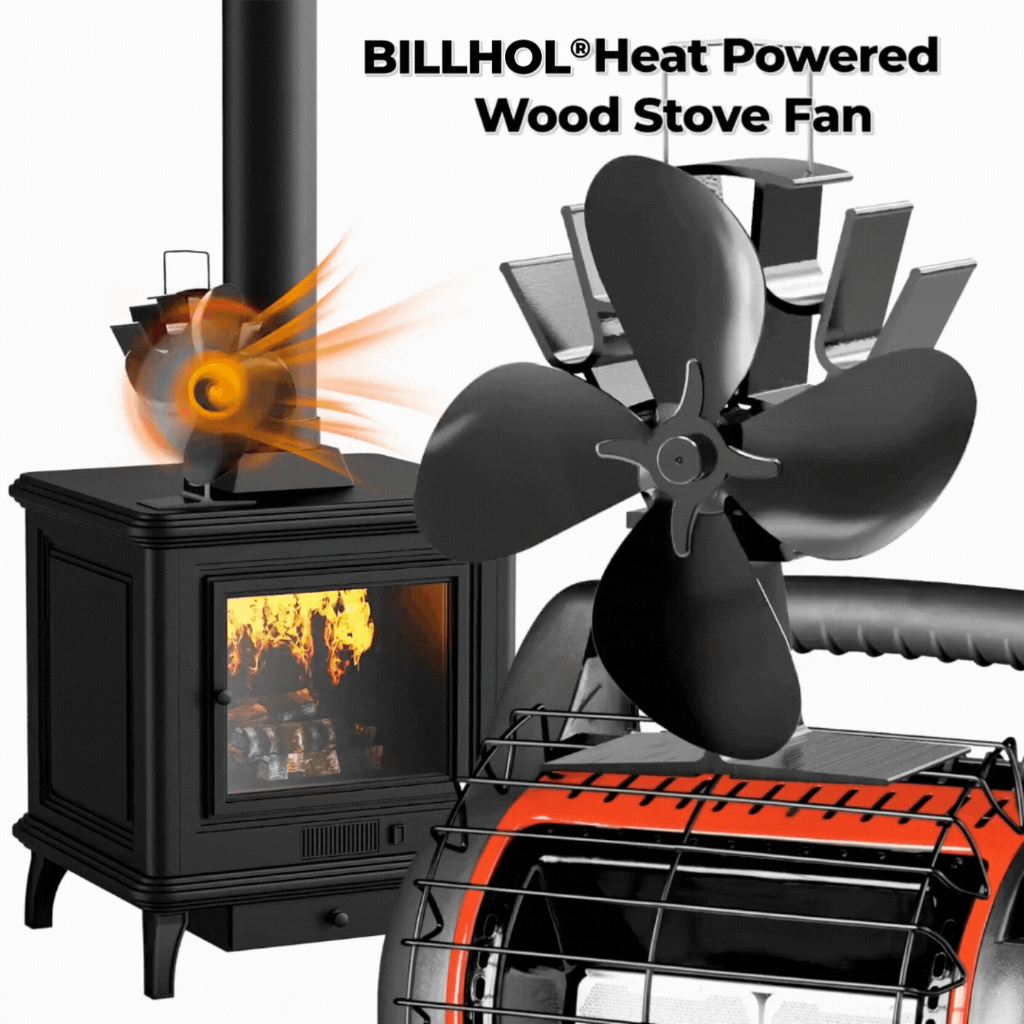 Billhol® Heat Powered Wood Stove Fan