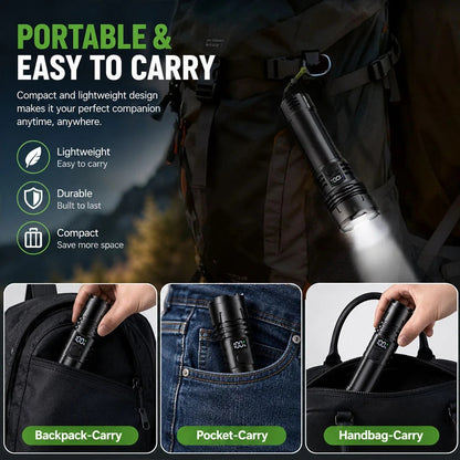 🔥DEAL 70% OFF!!⏰ 🔦 Super Bright Ultimate Tactical Flashlight, 80X Brightness, 120H RUN TIME, Military-Tough CREE LED Power