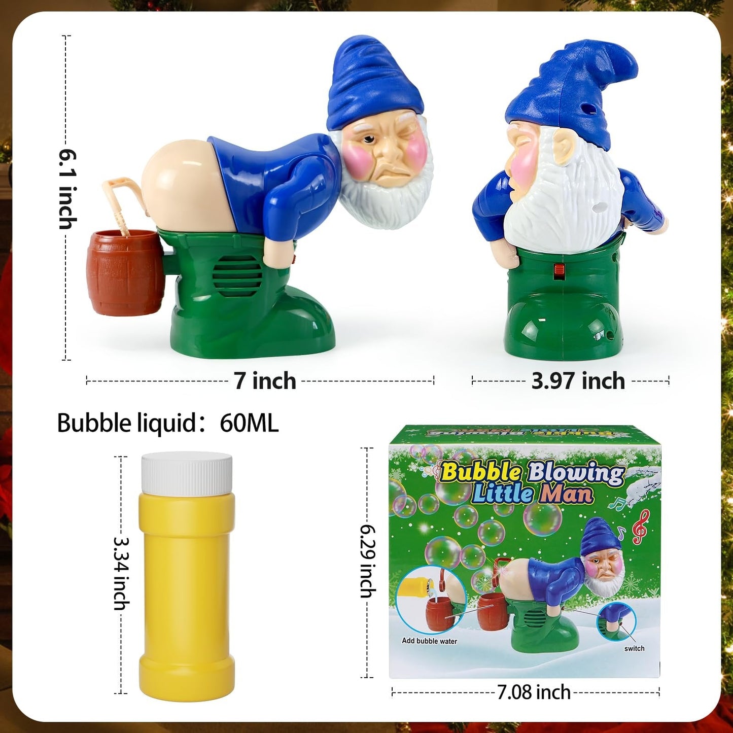 🎅TLOPA® Bubble Blowing Santa With Music & Flashing Lights🫧