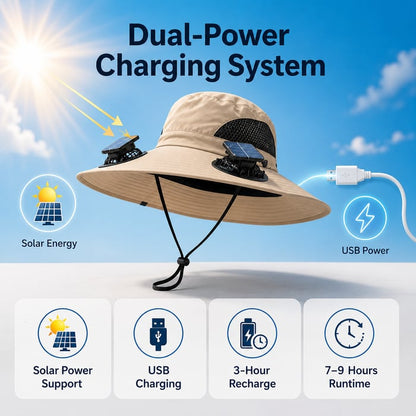 Father's Day Best Sellers ☀️Solar-Powered Outdoor Cooling Fan Hat With Mist