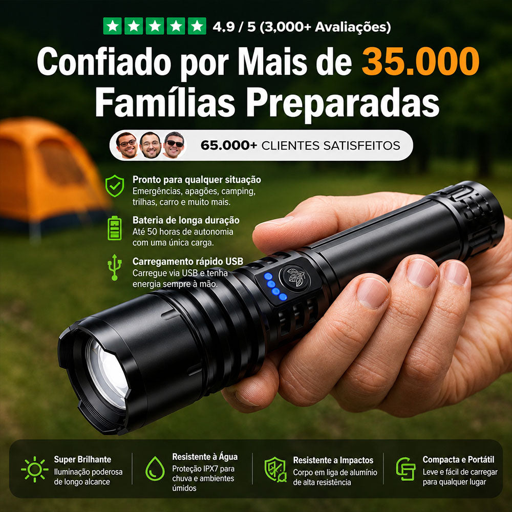 🔥60% DE DESCONTO!!⏰ 🔦 Super Bright Ultimate Tactical Flashlight, Resistência de Grau Militar – Feita para Qualquer Emergência