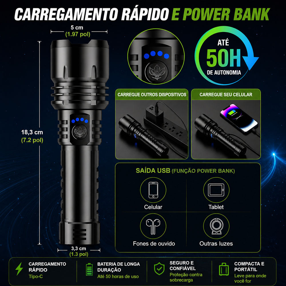 🔥60% DE DESCONTO!!⏰ 🔦 Super Bright Ultimate Tactical Flashlight, Resistência de Grau Militar – Feita para Qualquer Emergência