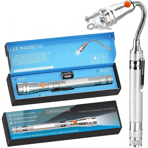 70% OFF! 🔦 Telescoping Magnetic Flashlight with Flexible LED Pickup Tool