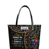 Math Gives Us Hope That Every Problem Has A Solution DNRZ30088955ZR Leather Tote Bag