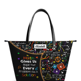 Math Gives Us Hope That Every Problem Has A Solution DNRZ30088955ZR Leather Tote Bag