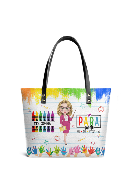 Paraeducator Teacher Leather Tote Bag