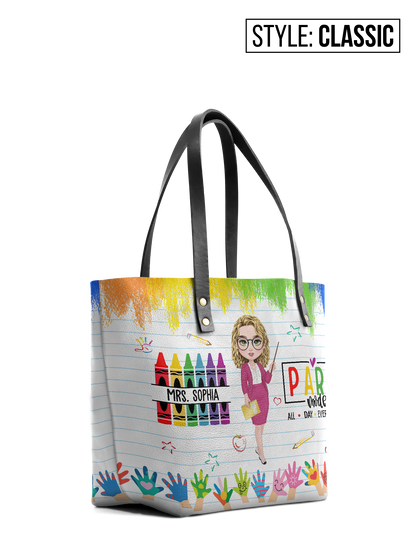 Paraeducator Teacher Leather Tote Bag