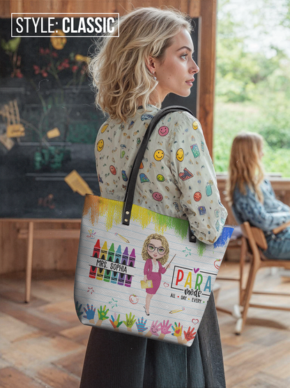 Paraeducator Teacher Leather Tote Bag