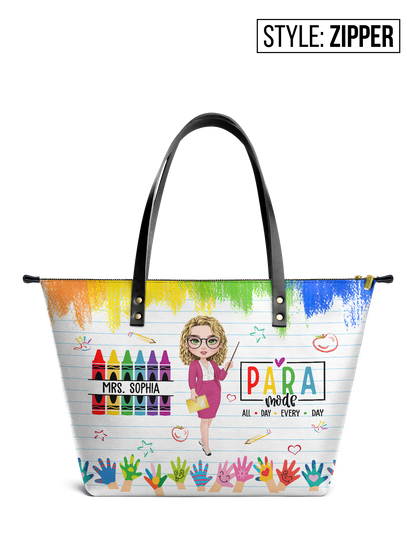 Paraeducator Teacher Leather Tote Bag