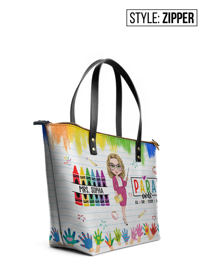 Paraeducator Teacher Leather Tote Bag