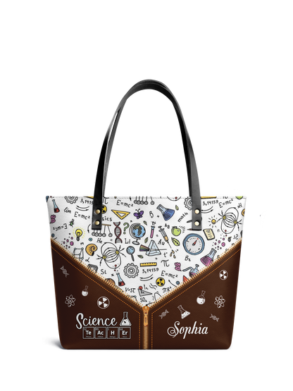 Science Teacher Chemical Elements Leather Tote Bag