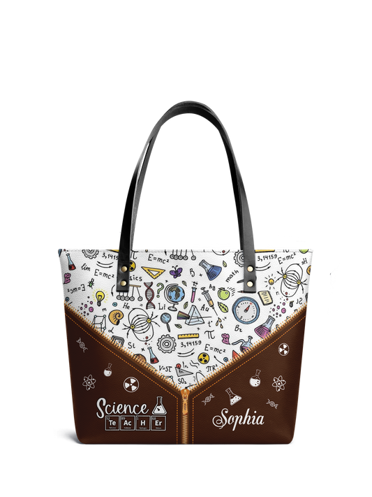 Science Teacher Chemical Elements Leather Tote Bag