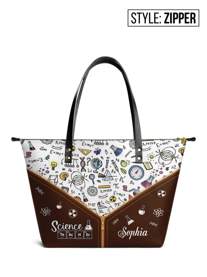 Science Teacher Chemical Elements Leather Tote Bag