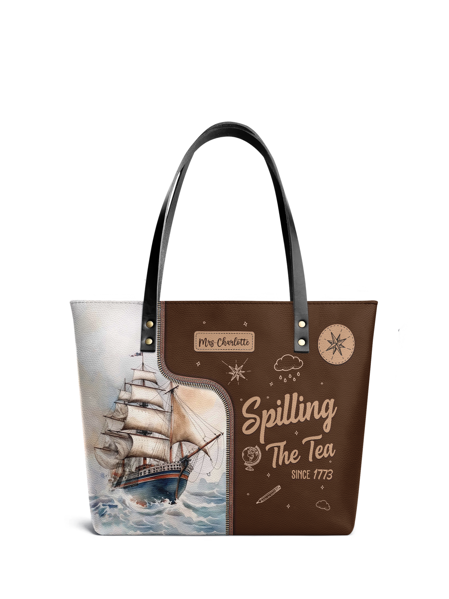 Spilling The Tea Since Leather Tote Bag