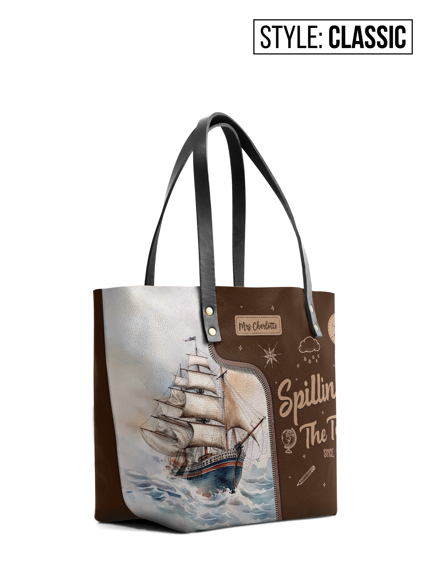 Spilling The Tea Since Leather Tote Bag