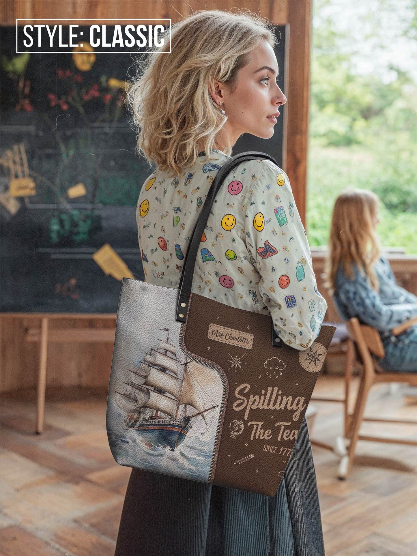 Spilling The Tea Since Leather Tote Bag