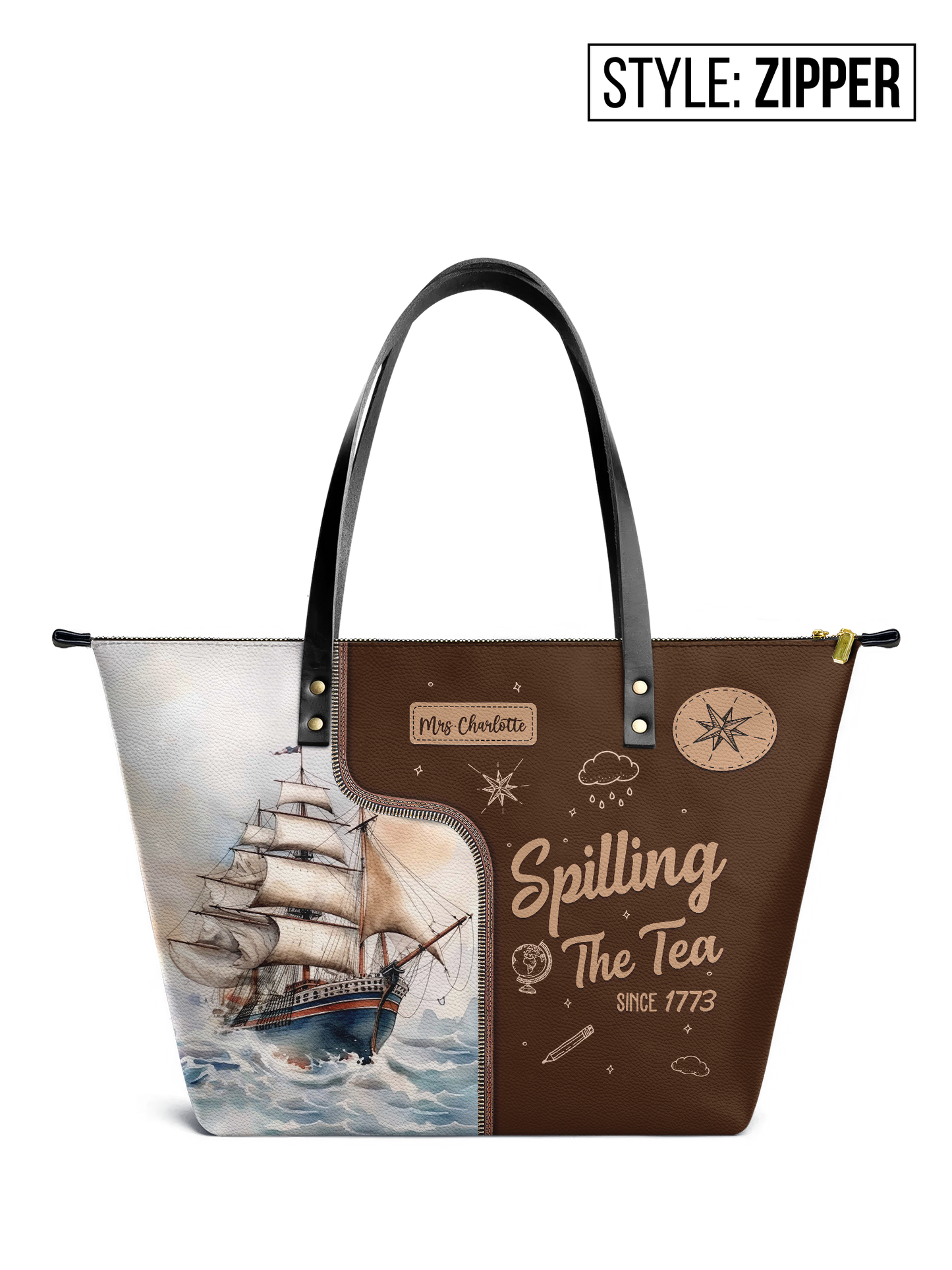 Spilling The Tea Since Leather Tote Bag