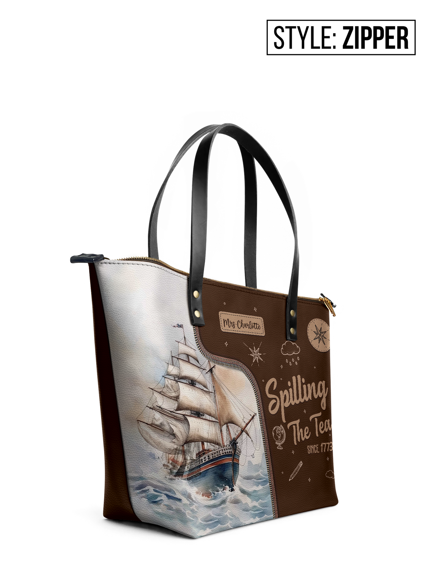 Spilling The Tea Since Leather Tote Bag