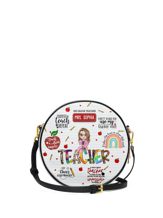 Teacher Teach Love Inspire Circle Crossbody Bag