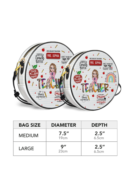 Teacher Teach Love Inspire Circle Crossbody Bag