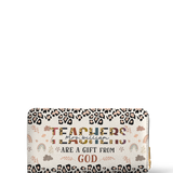 Teachers Are A Gift From God Leopard Rainbow NNRZ01102669FM Zip Around Leather Wallet