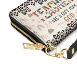 Teachers Are A Gift From God Leopard Rainbow NNRZ01102669FM Zip Around Leather Wallet