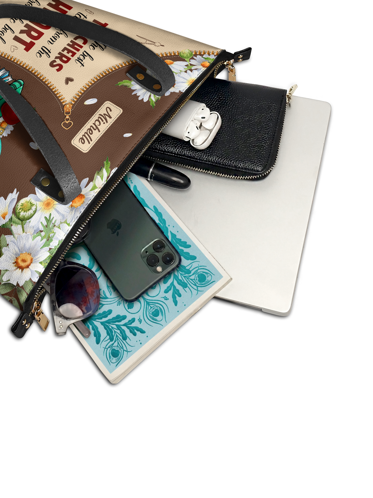 The Best Teachers Teach From The Heart Not From The Book Leather Tote Bag