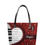 Where Words Fail Music Speaks Music Notes DNRZ30081567HH Leather Tote Bag