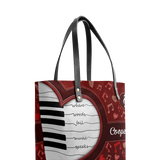Where Words Fail Music Speaks Music Notes DNRZ30081567HH Leather Tote Bag