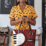 Where Words Fail Music Speaks Music Notes DNRZ30081567HH Leather Tote Bag