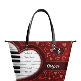 Where Words Fail Music Speaks Music Notes DNRZ30081567HH Leather Tote Bag